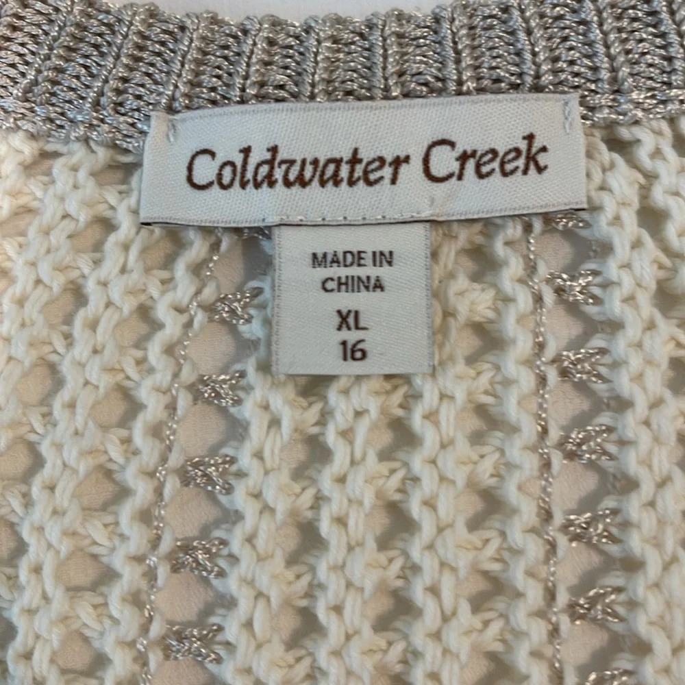 Coldwater Creek | crochet knit tie front cardigan sweater sz L/XL